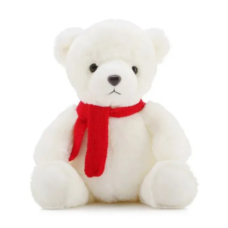 2024 Hot Sale Christmas White Stuffed Teddy Bear With Hat and Scarf  plush Polar Bear as Children Gifts