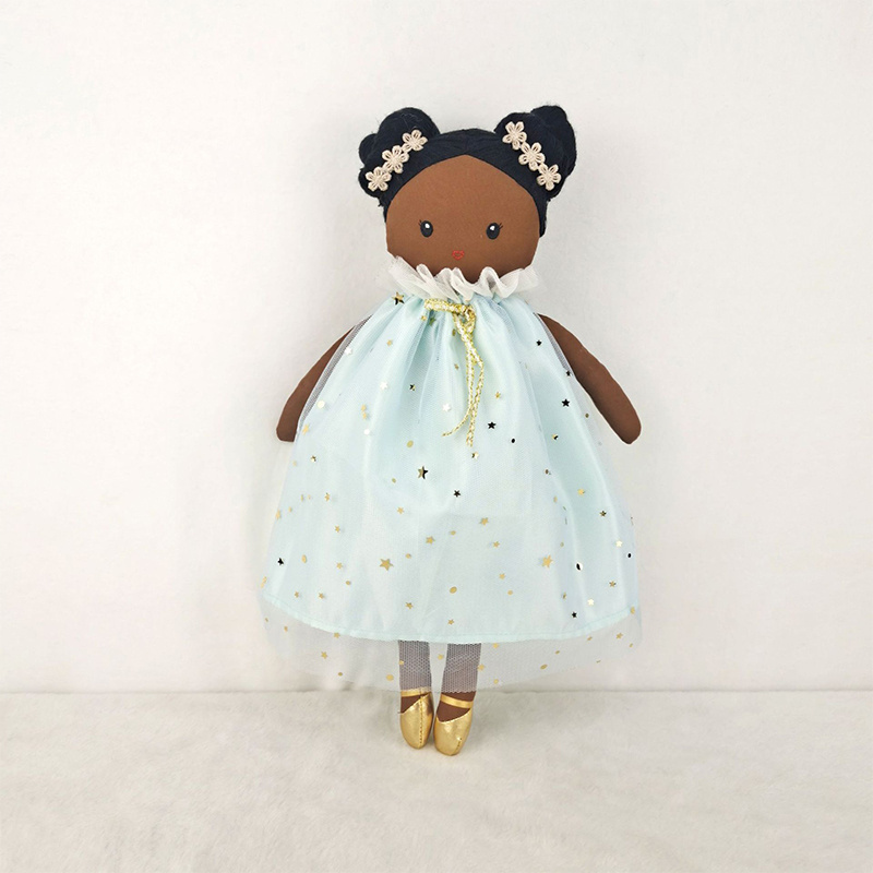 New Arrival Factory Design in Stock Ready t o Delivery Doll  Ballerina Dress  Black Rag Doll Stuffed Doll for Children Gifts