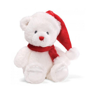 2024 Hot Sale Christmas White Stuffed Teddy Bear With Hat and Scarf  plush Polar Bear as Children Gifts