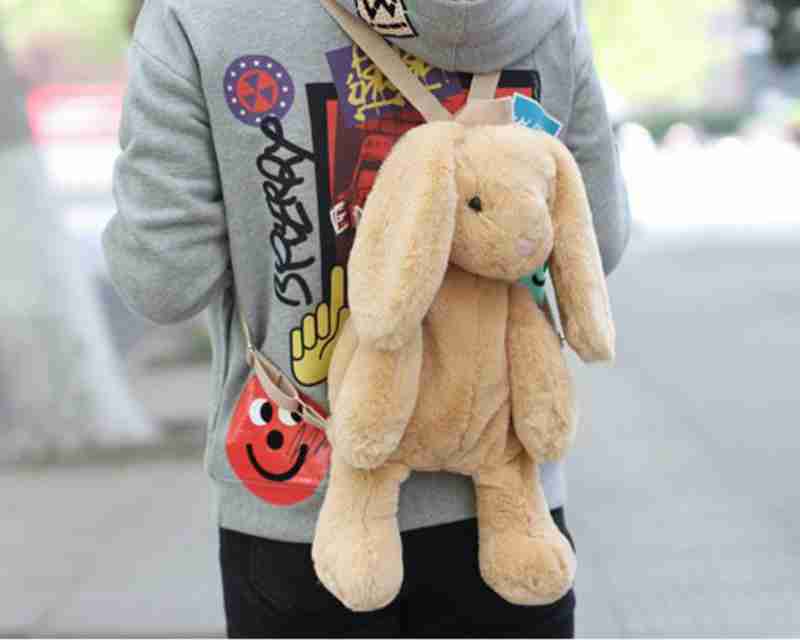 2024 Custom Plush Rabbit Long Ear Bunny Bag Plushie Doll Plush Toys Children Backpack for Girls Kids