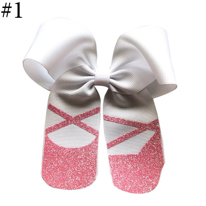 5''Ballerina hair bows  slipper bows ballet shoes hair clips for dance school