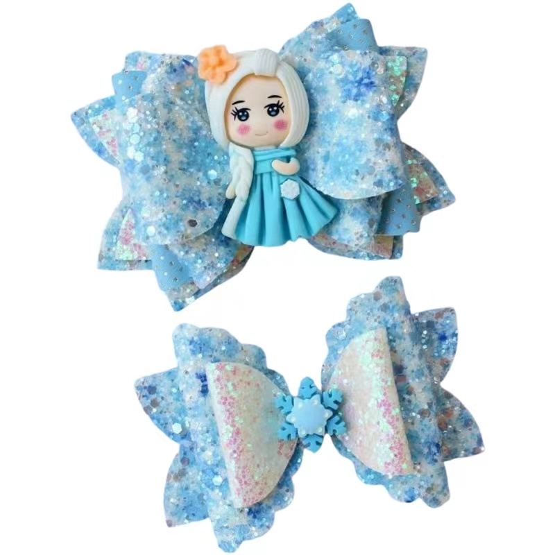 mermaid princess crown hair bow clip winter frozen princess hair clips for girls kids Accessories