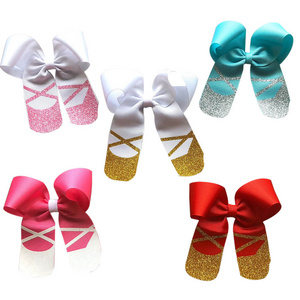 5''Ballerina hair bows  slipper bows ballet shoes hair clips for dance school