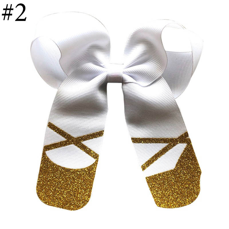 5''Ballerina hair bows  slipper bows ballet shoes hair clips for dance school