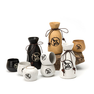 Japanese ceramic sake set cups bottle with lid vino warmer sets barrel rice wine tradicional flaschen dispenser warmer