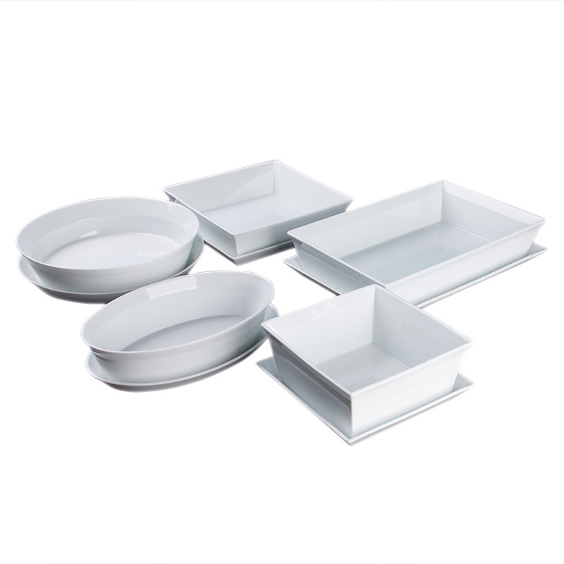 high temperature white Ceramic dinner dinnerware sets plates baking pan soup bowl Sushi flat plate pot with mugs coffee cup suit