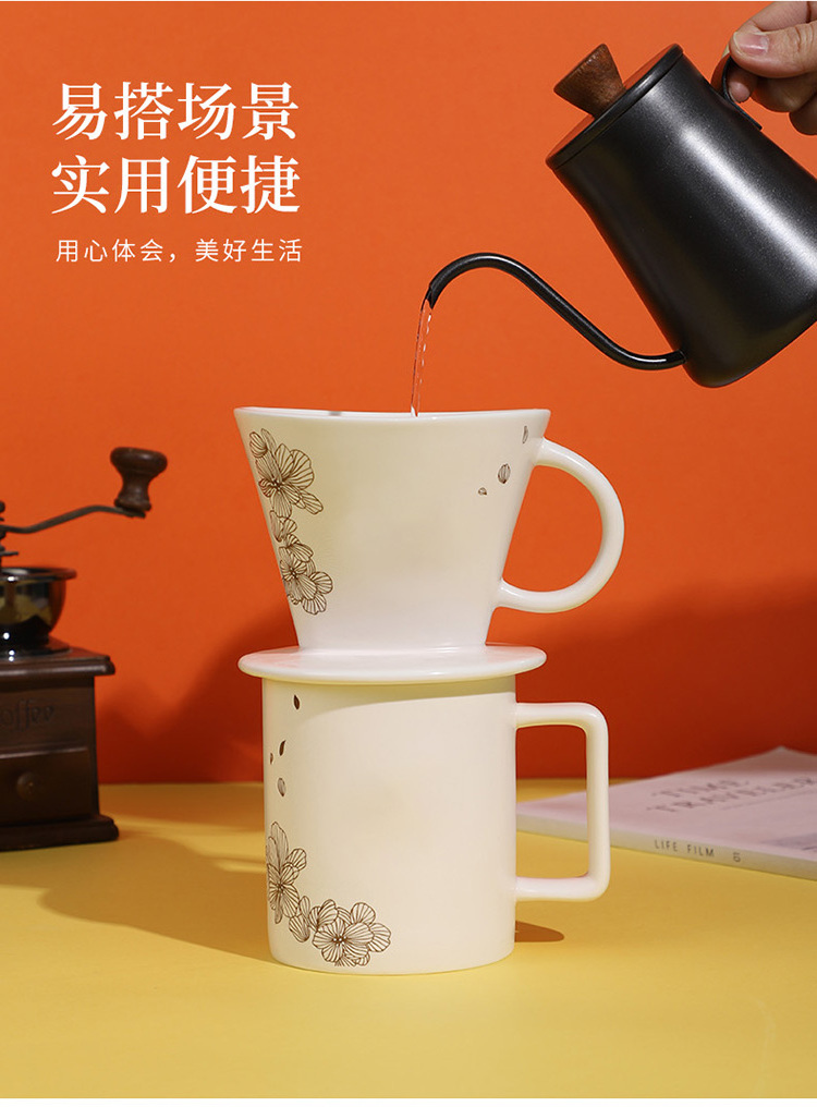 Custom coffee makers and filter wholesale white ceramics pot coffee dripper and pot coffee set