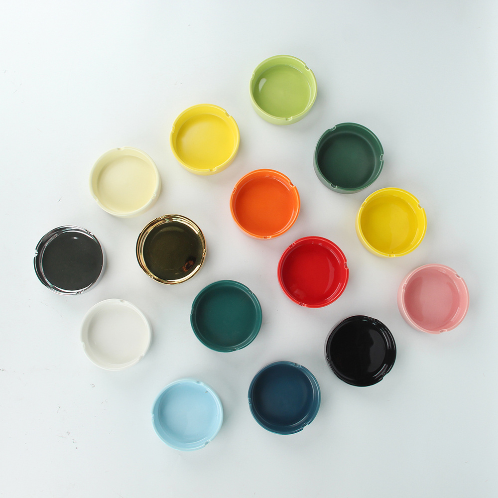 ceramic ashtray with logo customization colorful design round ashtray for promotion smoking accessories