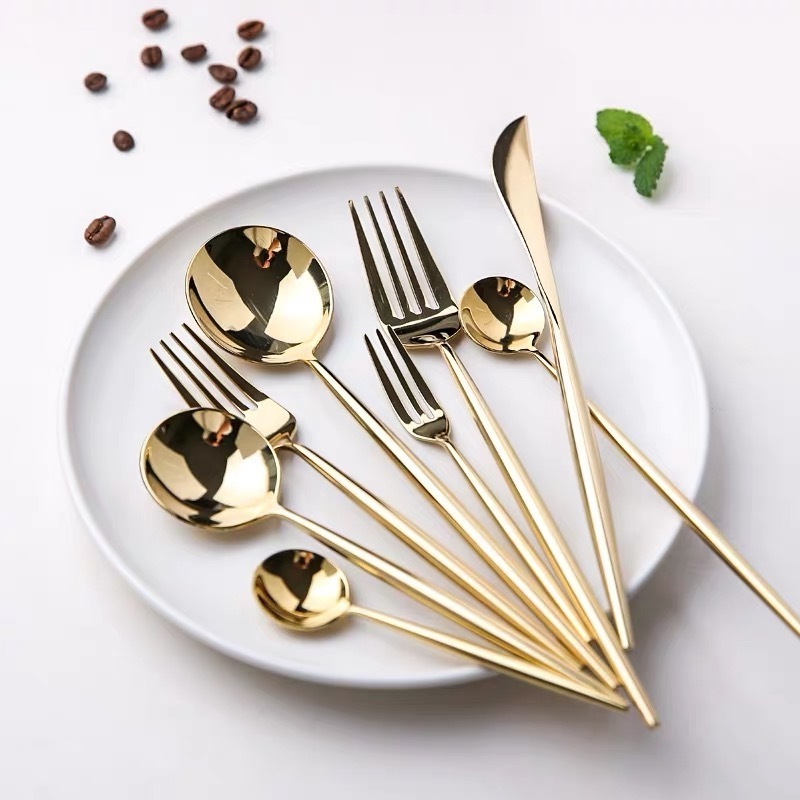 Royal Matte Gold&black stainless steel Spoon Fork Knife cutlery/flatware/silverware/tableware sets