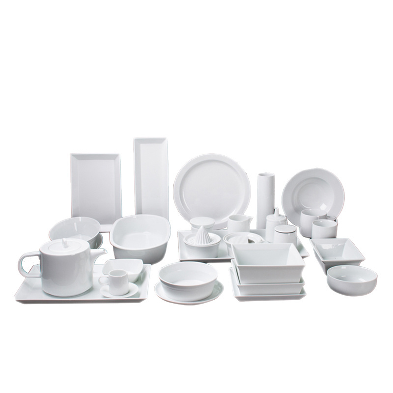 high temperature white Ceramic dinner dinnerware sets plates baking pan soup bowl Sushi flat plate pot with mugs coffee cup suit