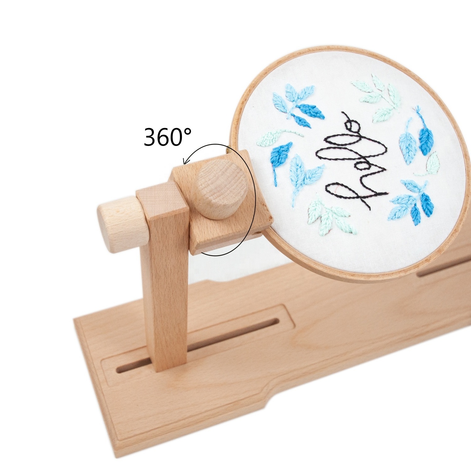 Seat Round 360 Degree Rotatable Embroidery Frame Adjustable Wooden Cross Stitch Embroidery Lap Stand Frame