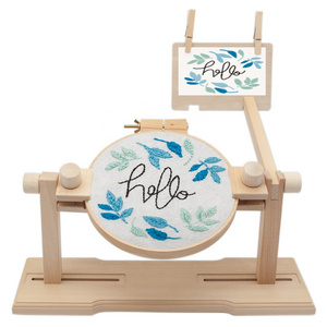 Seat Round 360 Degree Rotatable Embroidery Frame Adjustable Wooden Cross Stitch Embroidery Lap Stand Frame