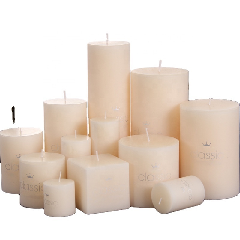 Wedding Baby Shower Birthday Easter Favors Romantic Classic Cylinder Ivory White Smokeless Scentless Candle