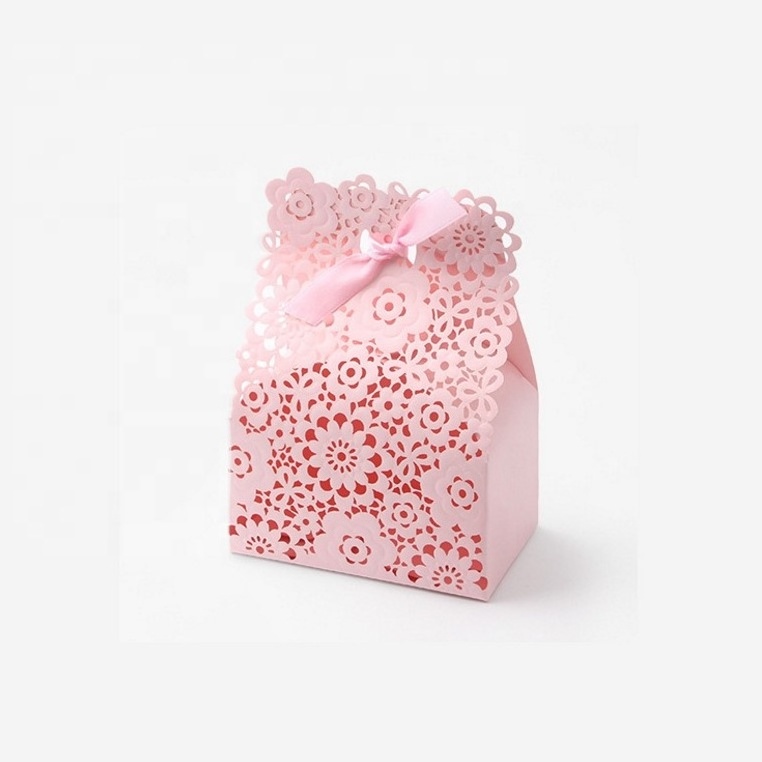 Pink Laser Floral Flower Wedding Favor box