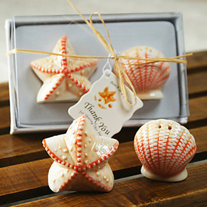 Wedding Favors Shell Star Fish Ceramic Salt and Pepper Shaker