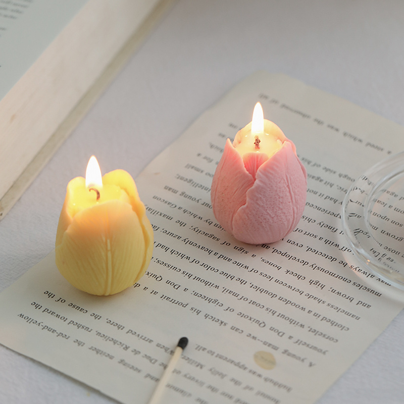 Elegant Favors Wedding or Party Gifts Home Office Decoration Tulip Scented Candle Decorative Aromatic Fragrant