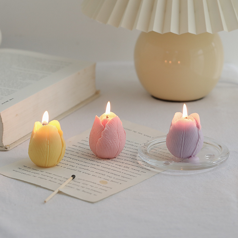 Elegant Favors Wedding or Party Gifts Home Office Decoration Tulip Scented Candle Decorative Aromatic Fragrant