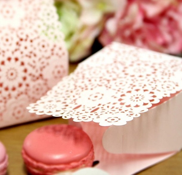 Pink Laser Floral Flower Wedding Favor box