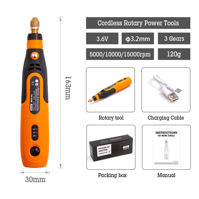 Mini Grinder 3.6V Variable Speed Wireless Lithium Electric Grinder Set Wood Carving Pen for Milling Engraving Polishing