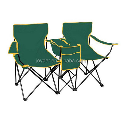 Outdoor Picnic 2 person Folding chairs middle cooler Table Portable Camping Chair Carry bag Garden Double Chair with Umbrella