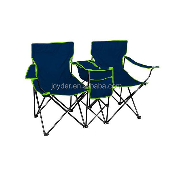 Outdoor Picnic 2 person Folding chairs middle cooler Table Portable Camping Chair Carry bag Garden Double Chair with Umbrella