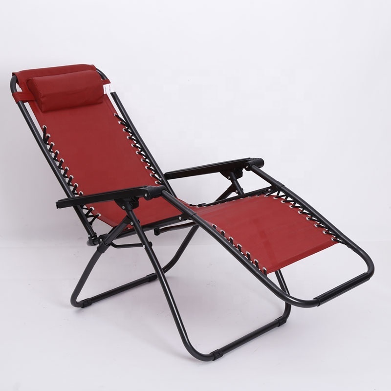 Cheap Lounge Rocking Chair Portable steel frame recliner Chair Camping Folding Lounger mesh fabric Zero gravity chair Black