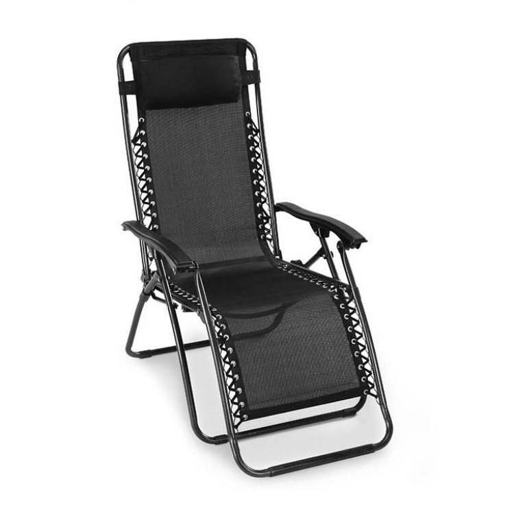 Folding Footrest Elderly Rocking Recliner with Leg Rest Foldable Black Large Lounge Zero Gravity Reclining Camping Chair