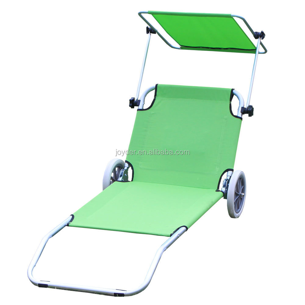 portable foldable wheels lightweight aluminium lounge folding sun kids canopy lazy beach chair