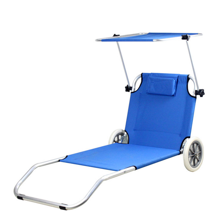 portable foldable wheels lightweight aluminium lounge folding sun kids canopy lazy beach chair