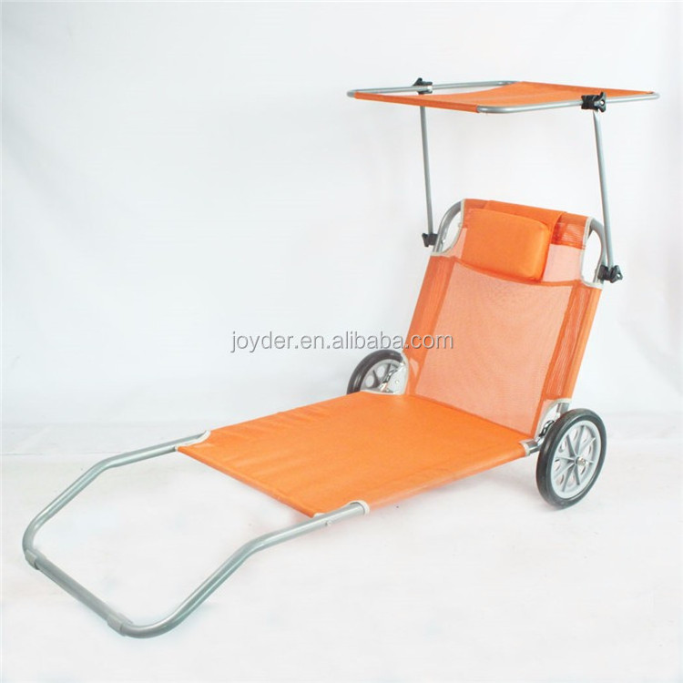 portable foldable wheels lightweight aluminium lounge folding sun kids canopy lazy beach chair