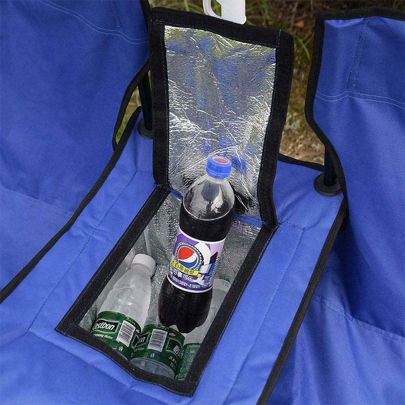 Folding Outdoor Picnic Double Chair Umbrella Table Beverage Holder Carrying Bag Portable Camping Beach Park Balcony Double Chair