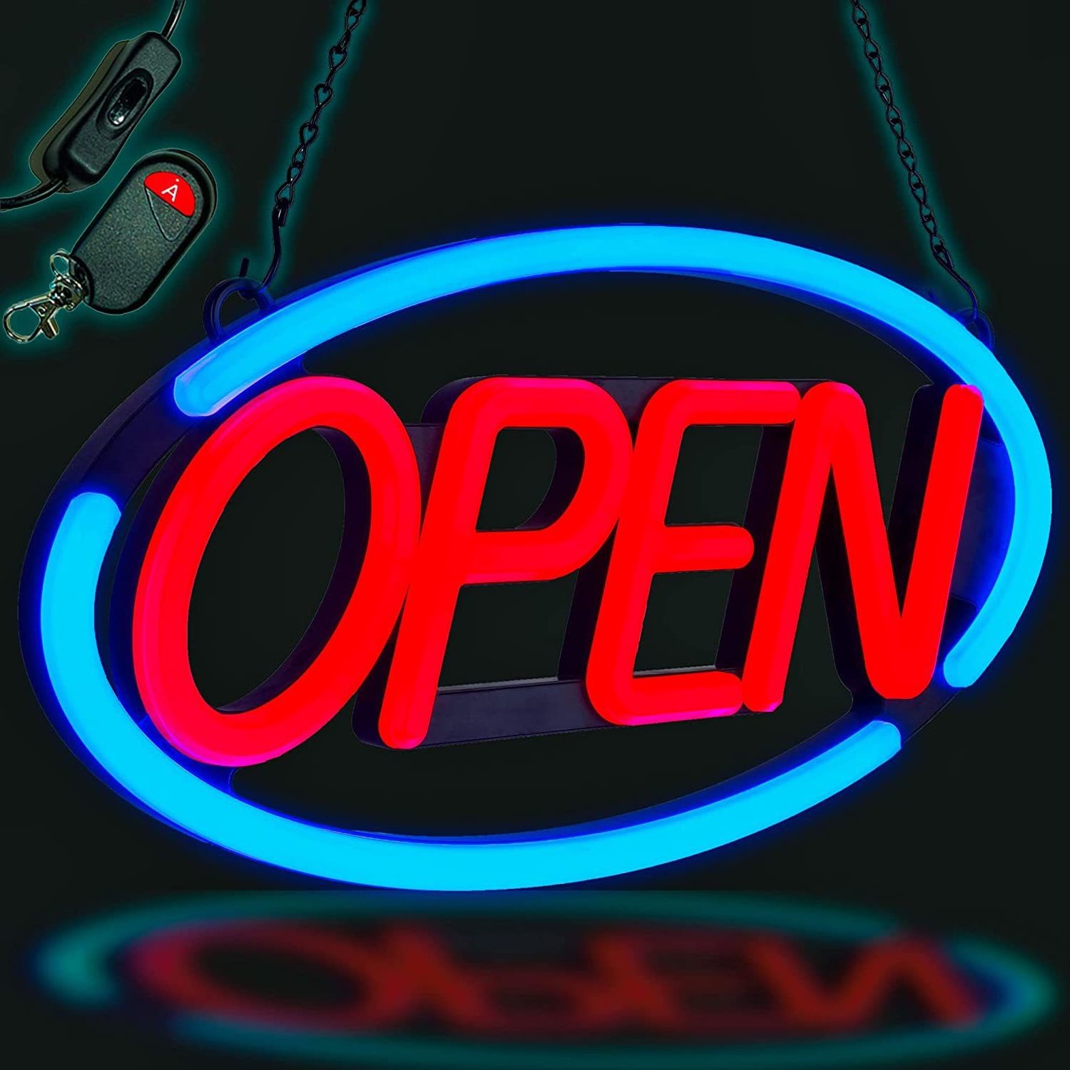 NEON Sign neon light box OPEN light plate oval light box