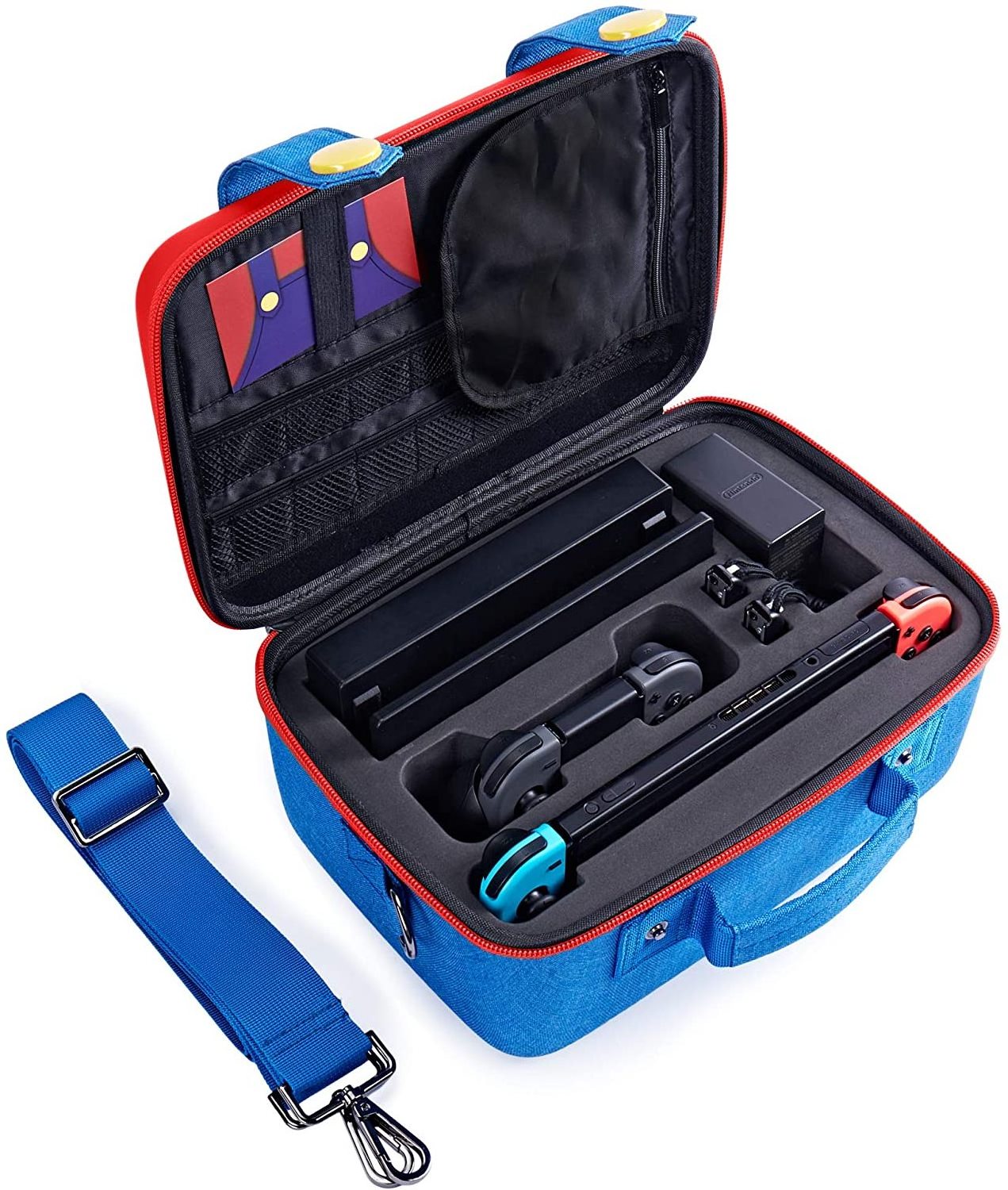 Travel Carrying Case for Nintendo Switch Protective Hard Shell Carry Game Bag for Mario Fans Console & Accessories