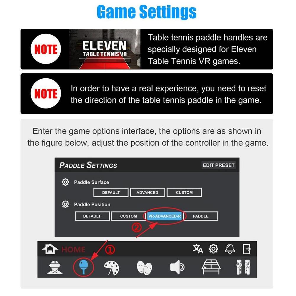 Grip Handle for Oculus Quest 2 Table Tennis Paddle Controllers Playing Eleven Table Tennis VR Game