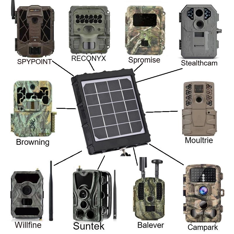 Hunting Trail Cameras Solar Panel Charger 6v/9v/12v 8000mAh for feeder kit forest Game Cameras 1.7mm/DC2.1mm/USB adapter