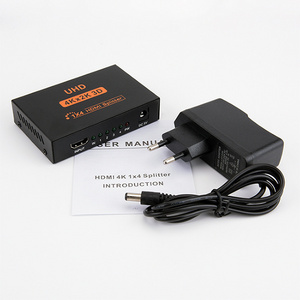 Full HD 4Kx2K 2HDMI 1 in 4 out for HDMI Splitter 1x4 Splitter with AC Adaptor Duplicate/Mirror Screen Support 2160P 3D Audio