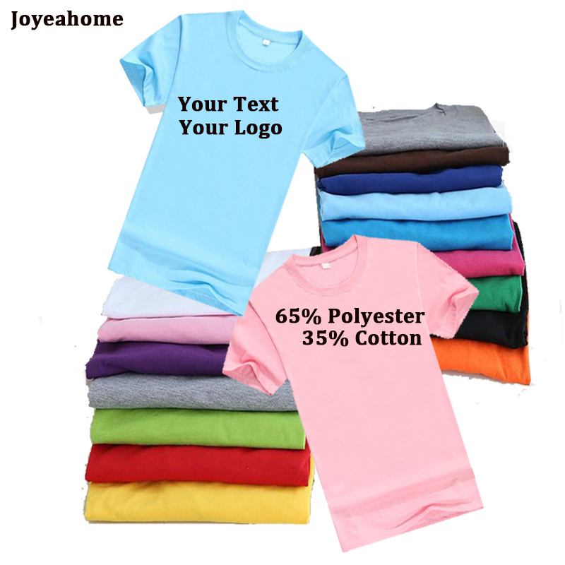 Free Printing Logo brand Blank T-shirt 35% Cotton / 65% Polyester Fabric Breathable T-shirt  Men's  short sleeve t shirt