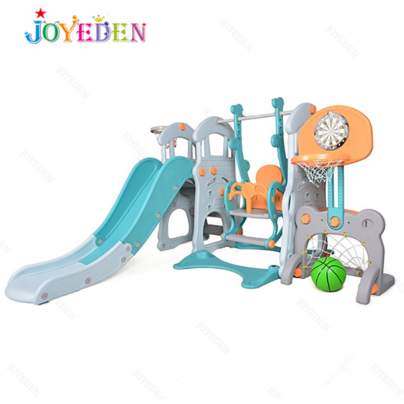 Manufacturer Popular Cheap Playground Baby Slide and Swing Set Plastic Indoor Door for Home Use 4 in 1 Juegos Para Ninos JOYEDEN