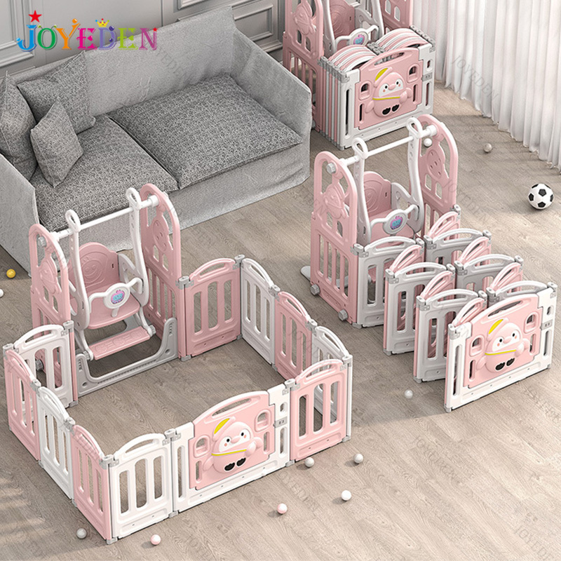 New arrivals portable kids slide games play area Indoor fence swing Safety Foldable Plastic baby playpen with toys