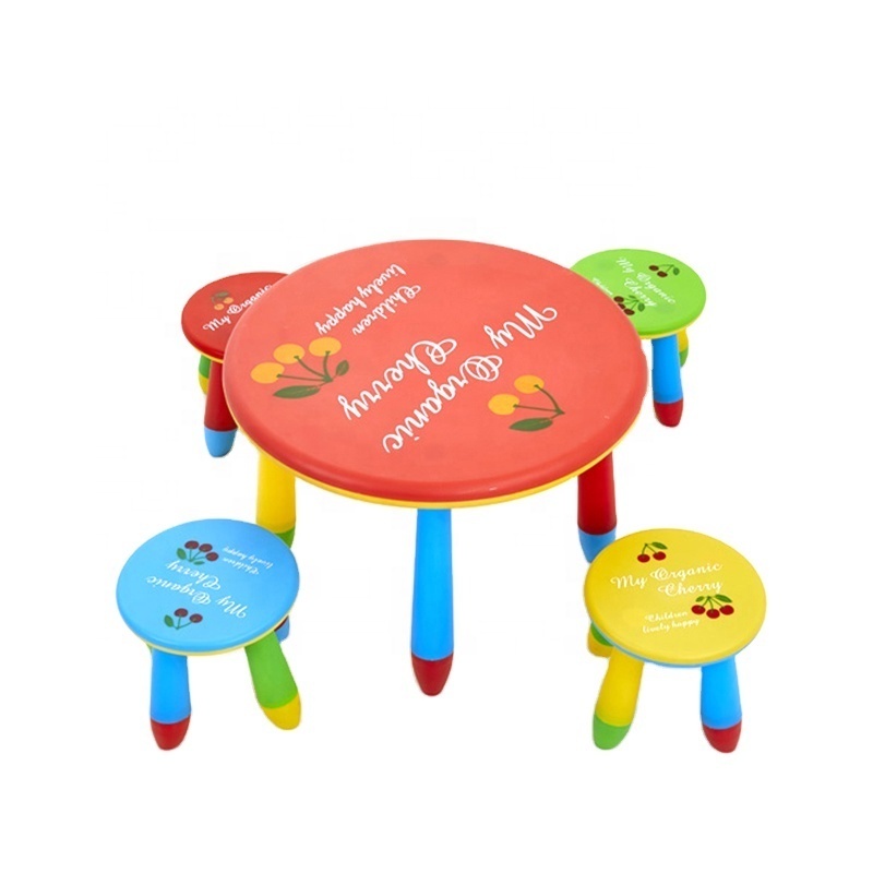 Low price newest round shape kids reading table and chair plastic kindergarten school furniture daycare Used