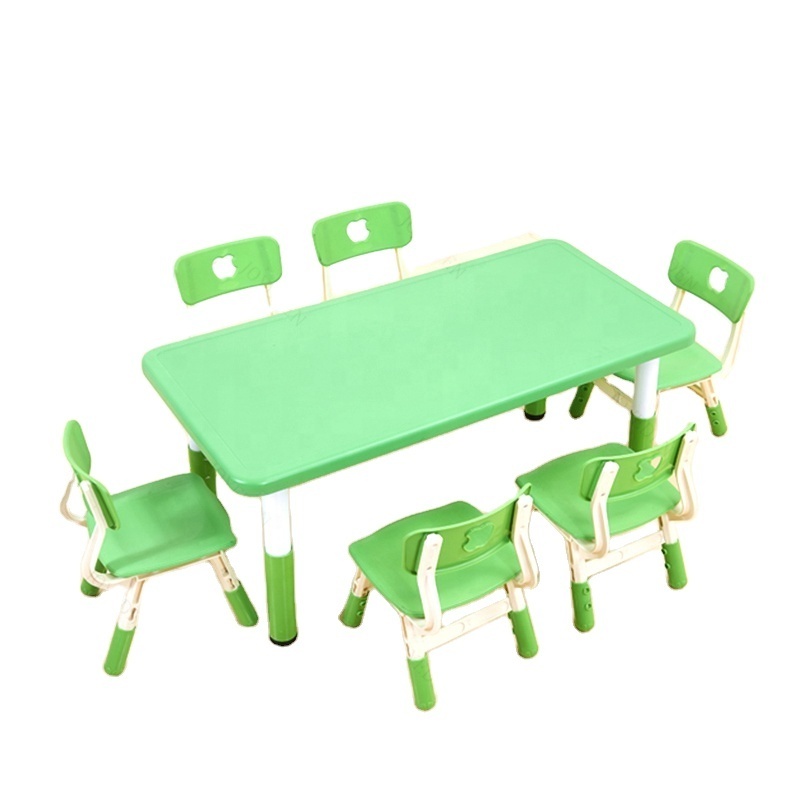 Factory Supply Kids Party Decor Equipment Tables And Chairs Preschool Dining Table With Chairs 6 Seater