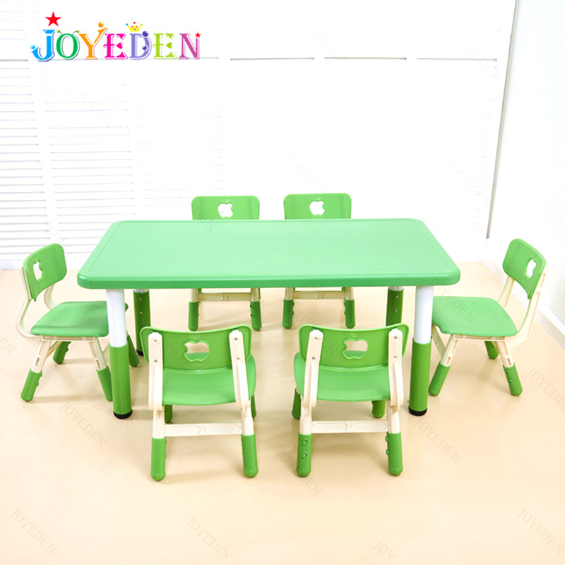 Factory Supply Kids Party Decor Equipment Tables And Chairs Preschool Dining Table With Chairs 6 Seater