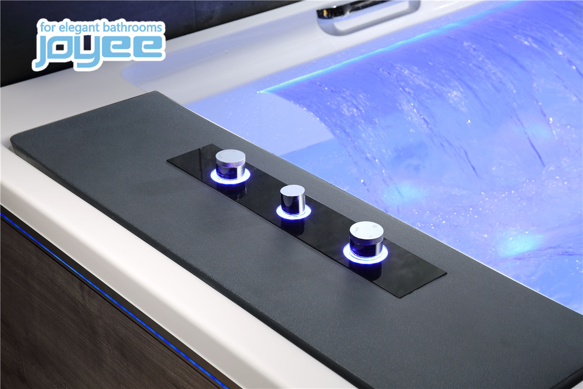 JOYEE Indoor Spa Air Hydro Massage Bathtub with Wide Waterfall Jets Whirlpool Bath Hot Tubs for Bathroom