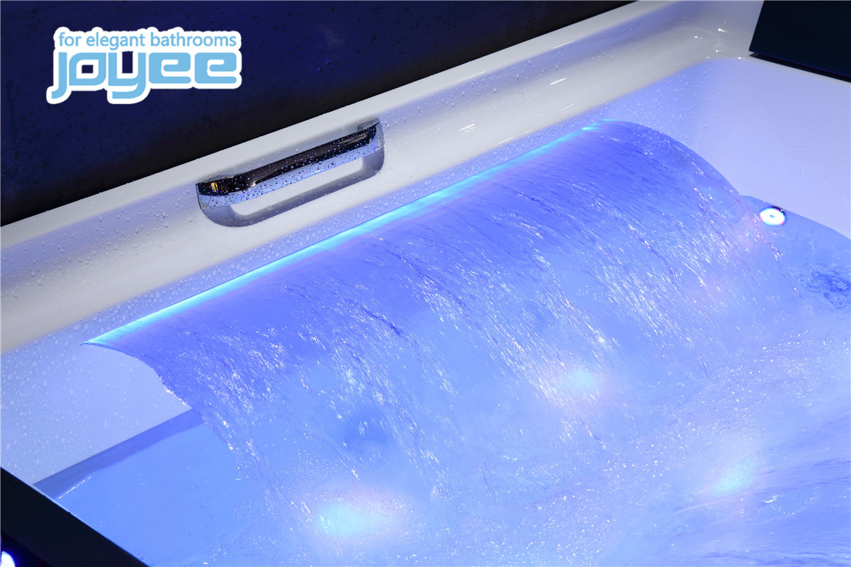 JOYEE Indoor Spa Air Hydro Massage Bathtub with Wide Waterfall Jets Whirlpool Bath Hot Tubs for Bathroom