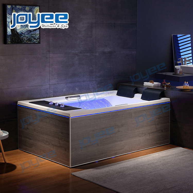 JOYEE 2 person widen waterfall wooden bathtub spa tub bath barrel ozone bath tub for spa