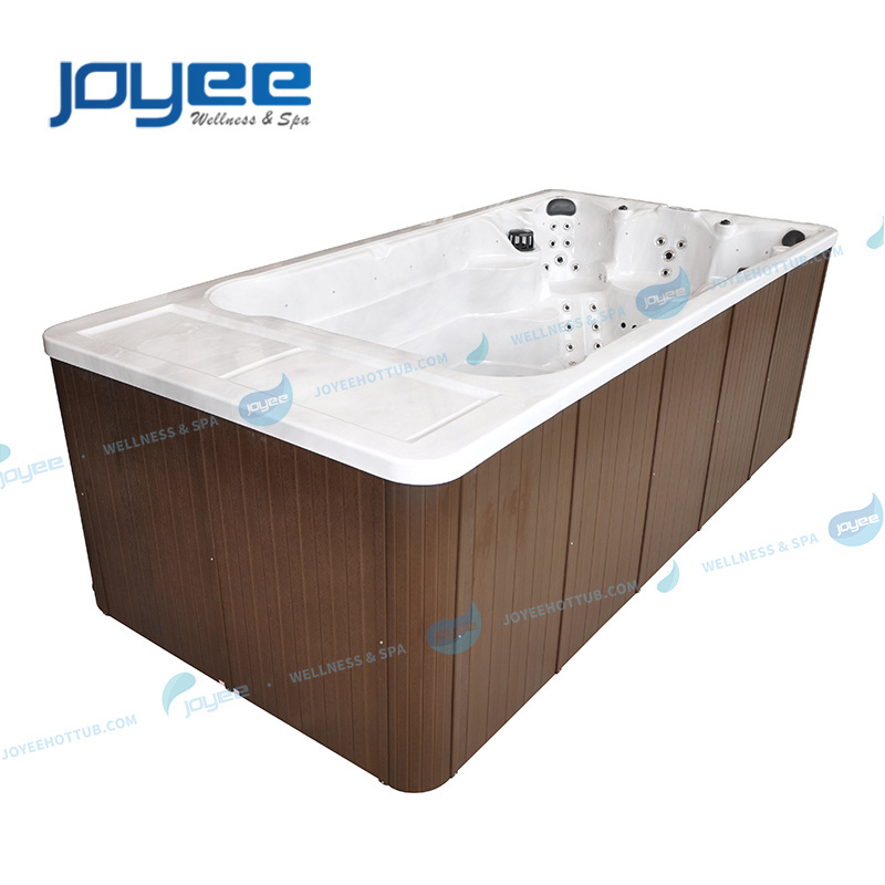 JOYEE factory cheap price outdoor acrylic pool 8 persons hydro endless swim spa balboa exercise swimming pool inground