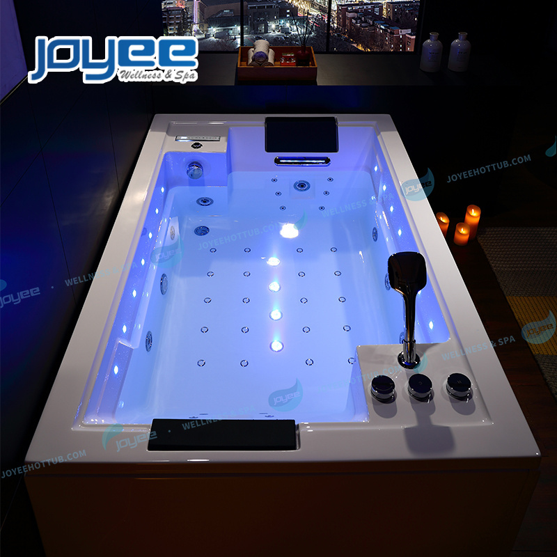 JOYEE 2 person indoor whirlpool apollo massage shower bathtub 2 sided corner tub spa bathtub with air bubble jets massage