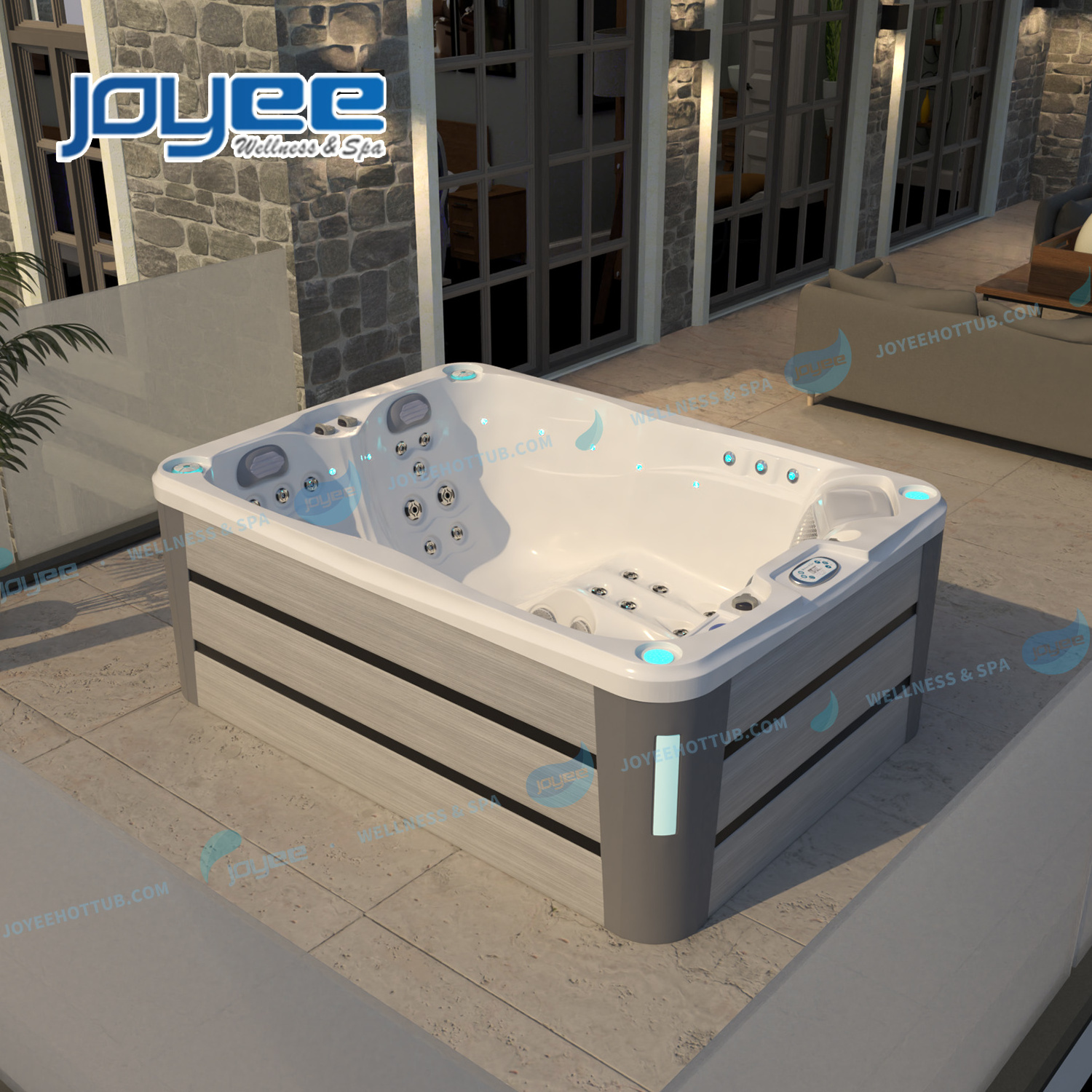 JOYEE 3 people factory price hot tub outdoor spas whirlpool mini bathtub small size Gecko control spa tub for garden villa use