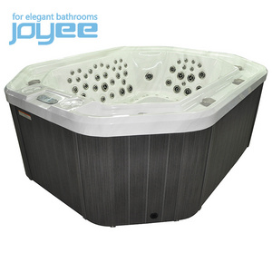 JOYEE outdoor garden balcony Hexagon diamond luxury acrylic cedar shell overflow bath spa hot tub with jacuzi function