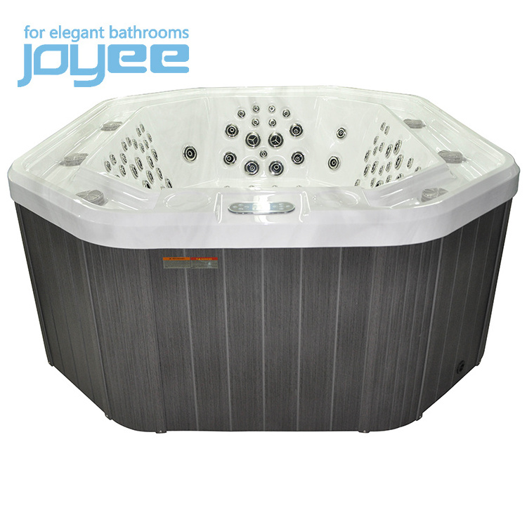 JOYEE family outdoor Hexagon wood cedar overflow whirlpool massage spa big hot tub with jacuzi function